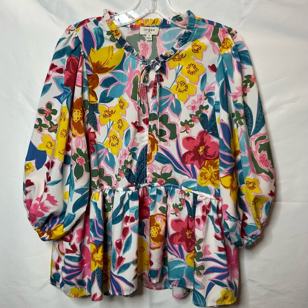 Umgee Floral Print Blouse Medium